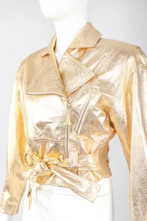 Emanuel Gold Leather Biker Jacket