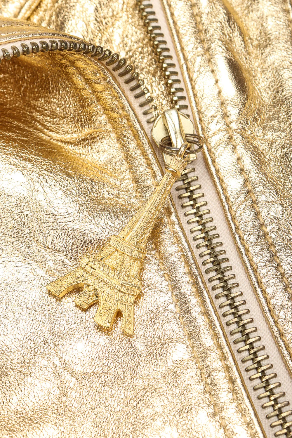Emanuel Gold Leather Biker Jacket