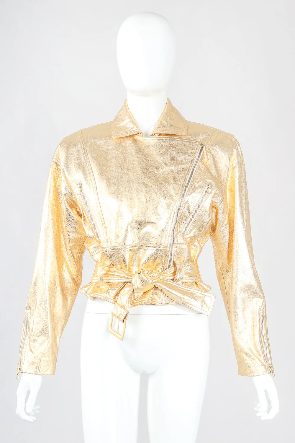 Emanuel Gold Leather Biker Jacket