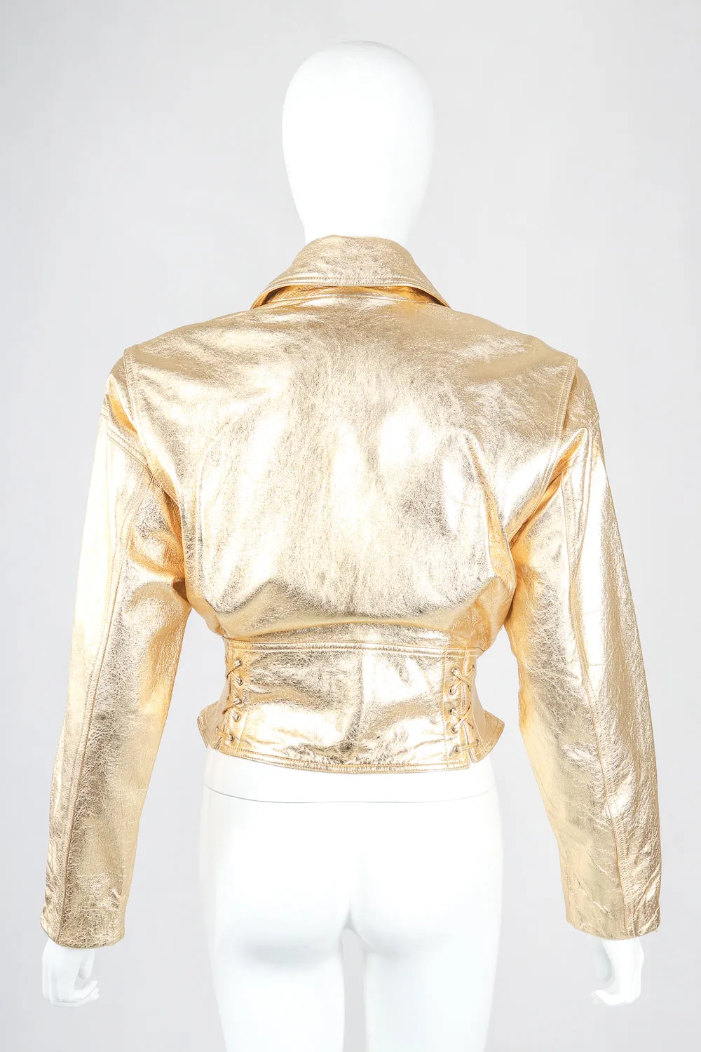 Emanuel Gold Leather Biker Jacket