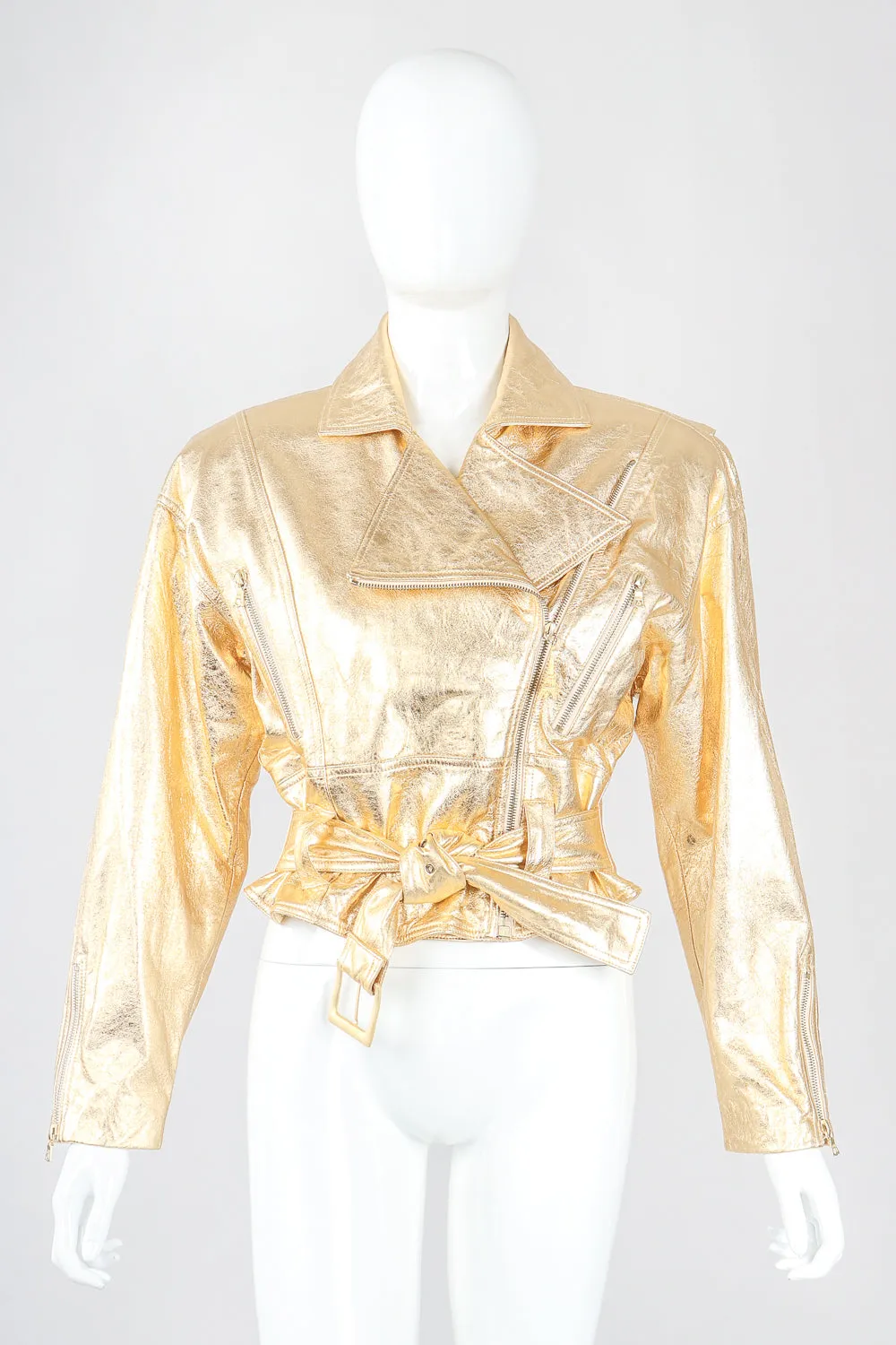 Emanuel Gold Leather Biker Jacket