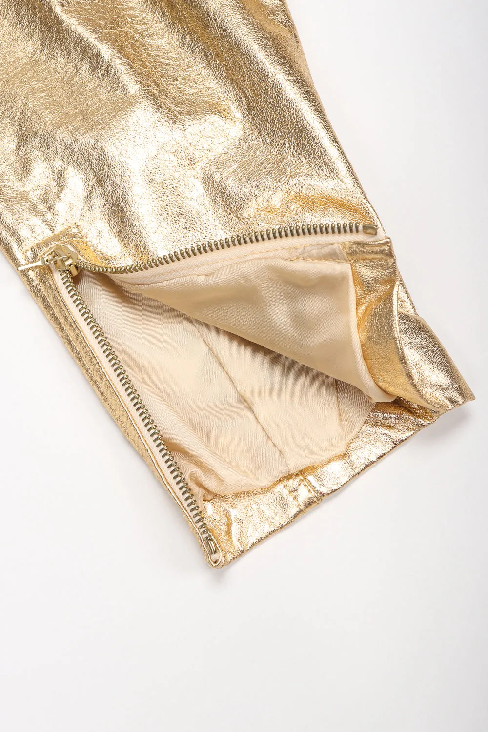 Emanuel Gold Leather Biker Jacket