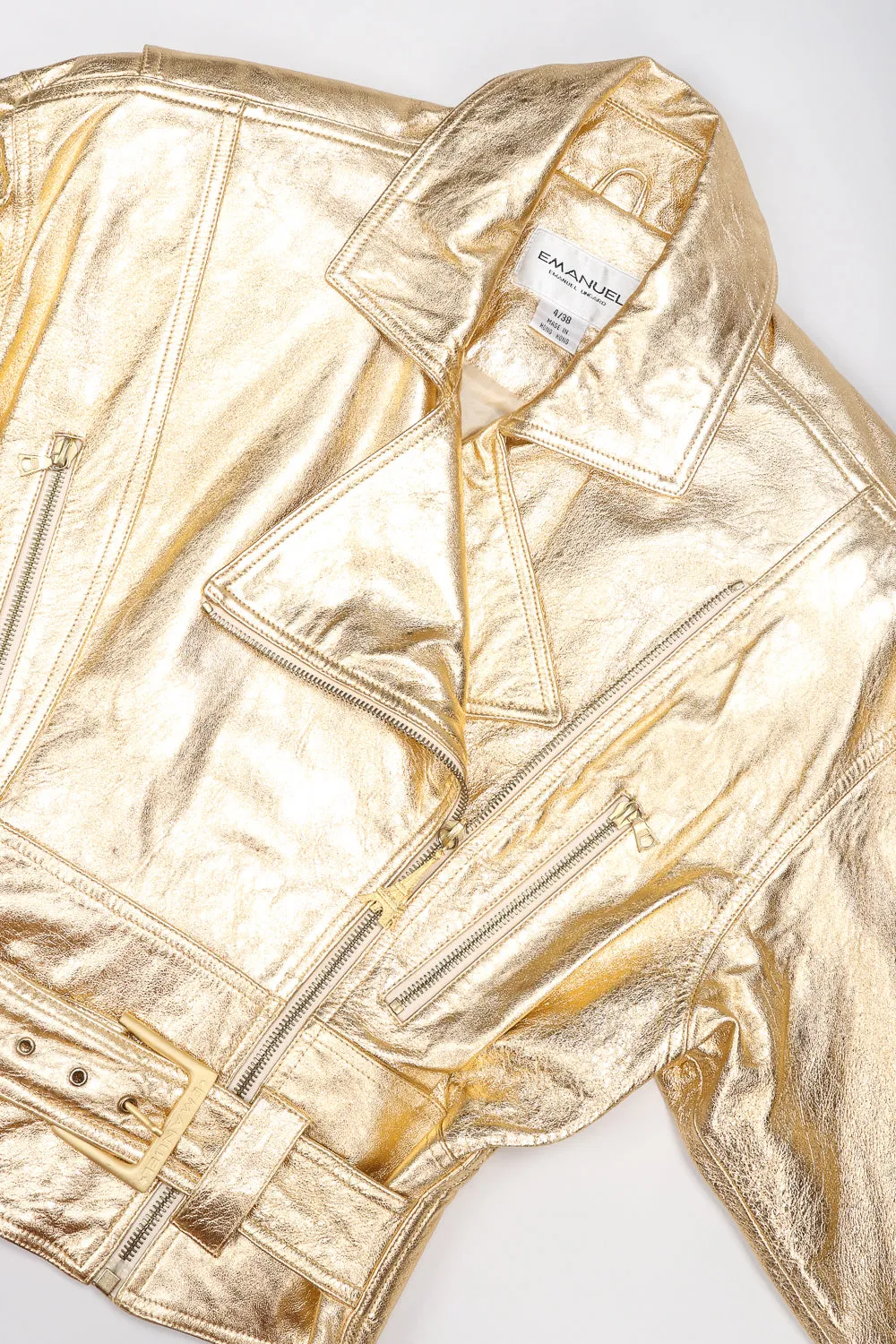 Emanuel Gold Leather Biker Jacket