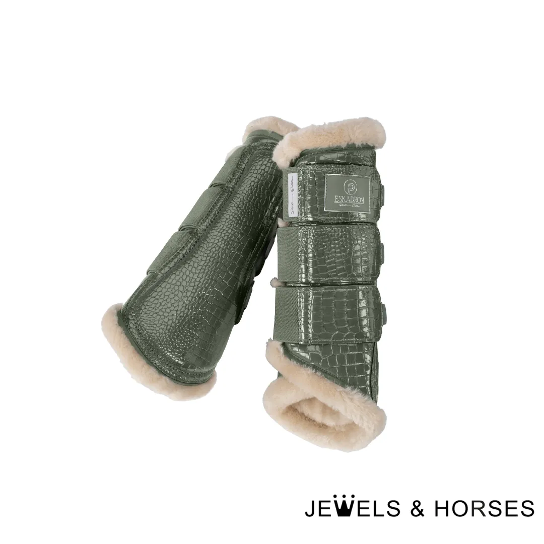 Eskadron Tendon Boots - Platinum Croco Fauxfur Tendon Boots - Ash Green