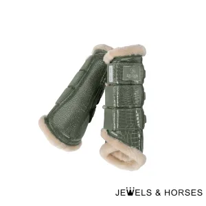 Eskadron Tendon Boots - Platinum Croco Fauxfur Tendon Boots - Ash Green