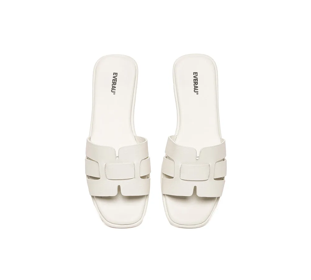 EVERAU® Women Leather Woven Flat Slides Bolita
