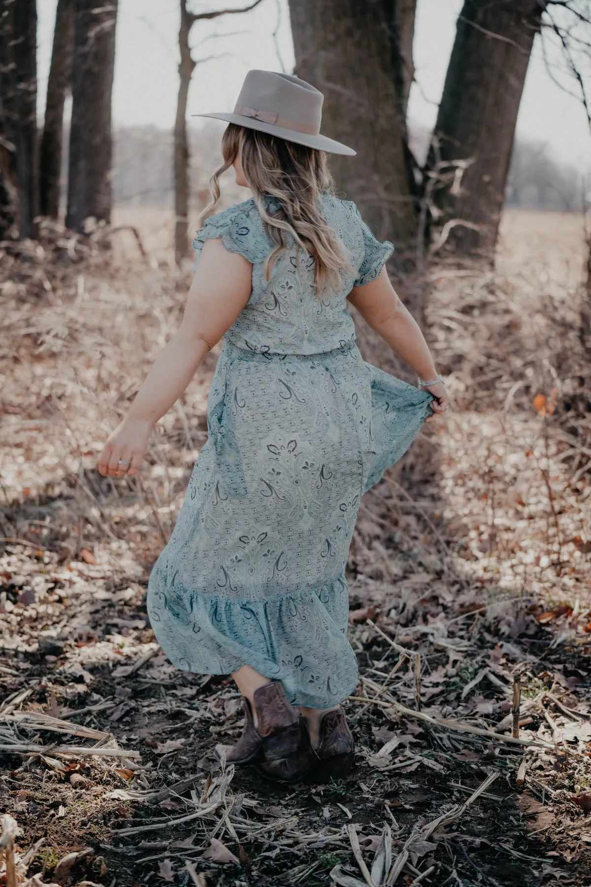 'Ezmeralda' Green Paisley Print Dress by Tasha Polizzi (L & XL Only)