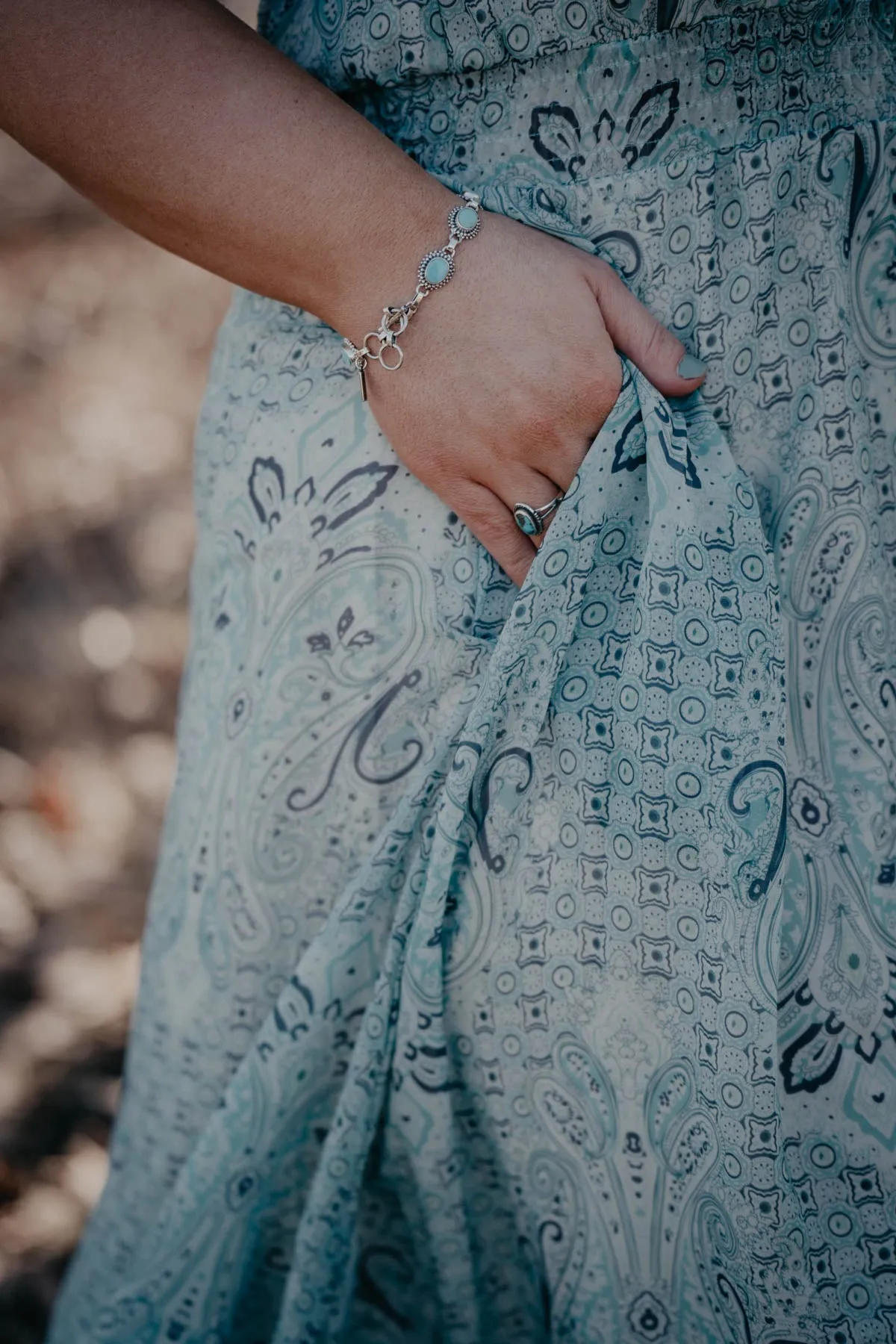 'Ezmeralda' Green Paisley Print Dress by Tasha Polizzi (L & XL Only)