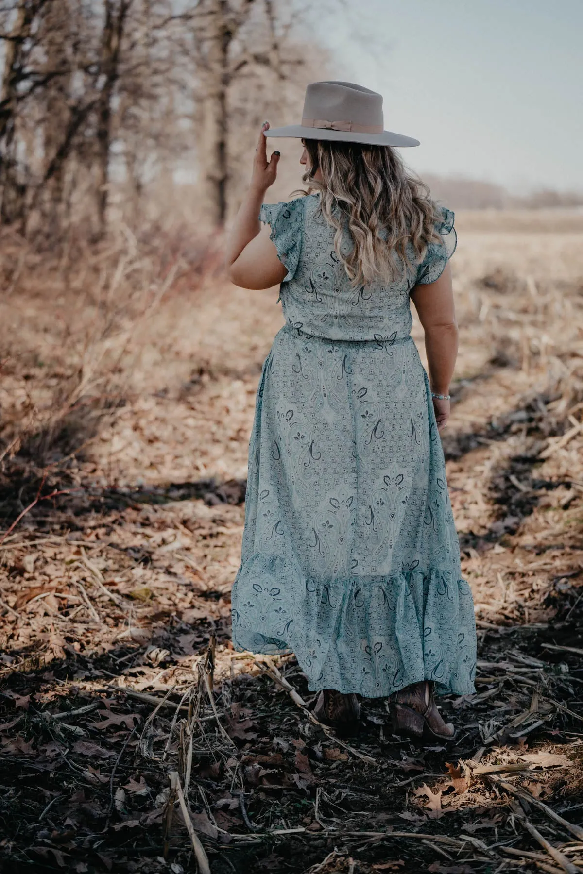 'Ezmeralda' Green Paisley Print Dress by Tasha Polizzi (L & XL Only)