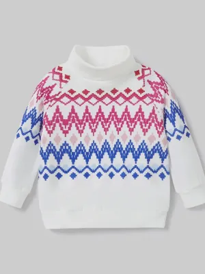 Fair Isle Sweater Kids: White Mix
