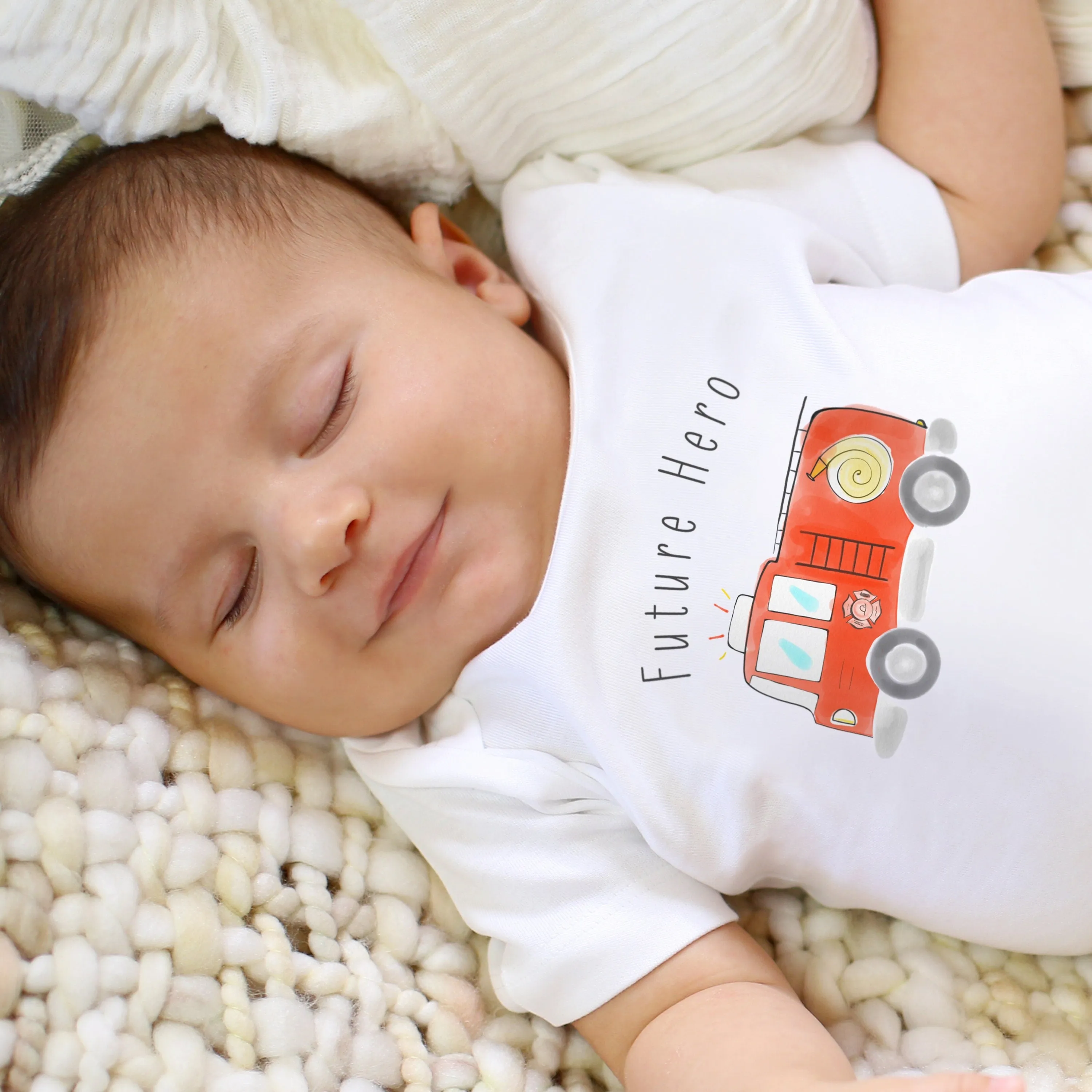 Fire Truck | Organic Baby Gift Basket 7pcs | Baby Boy