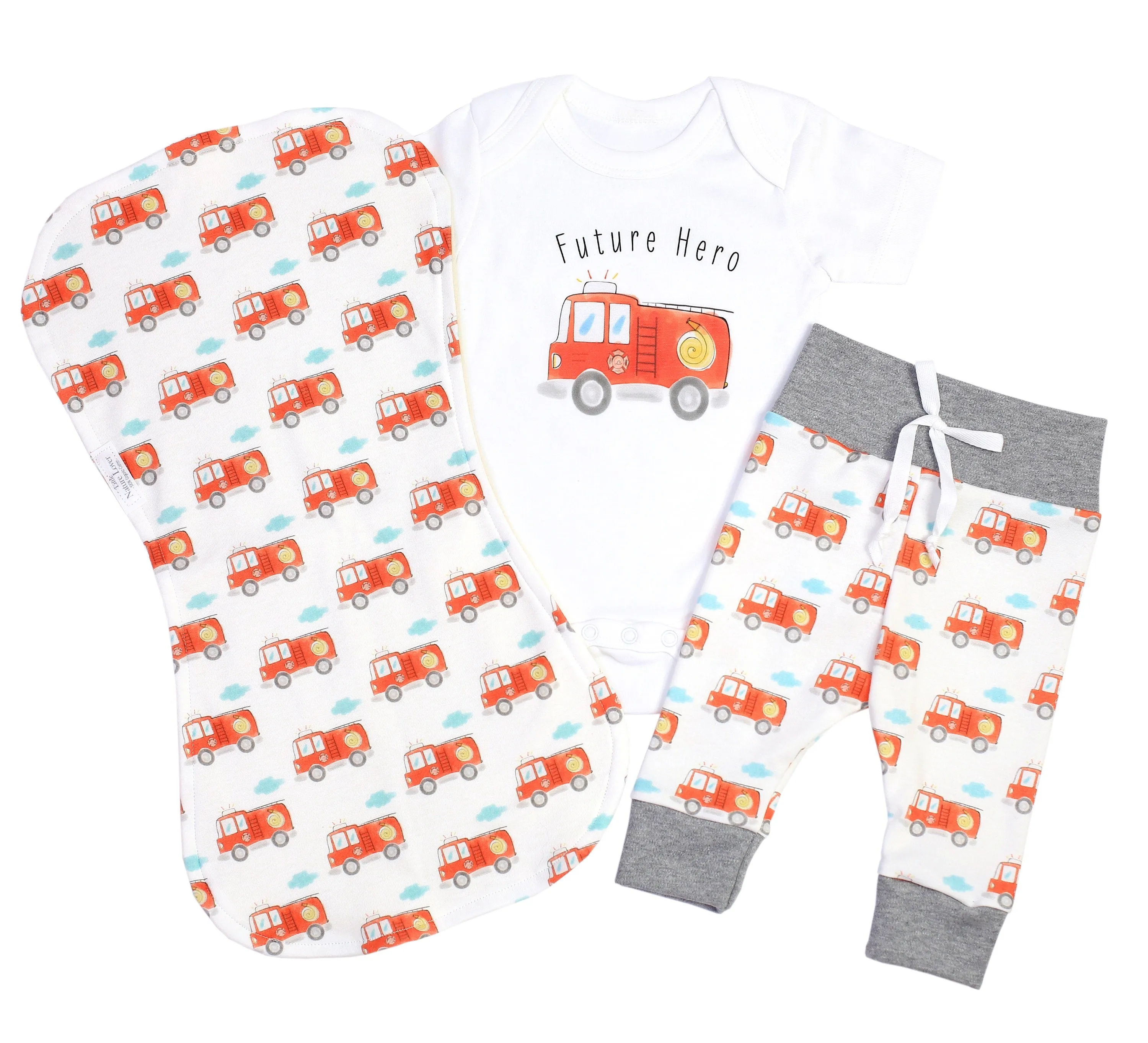 Fire Truck | Organic Baby Gift Basket 7pcs | Baby Boy