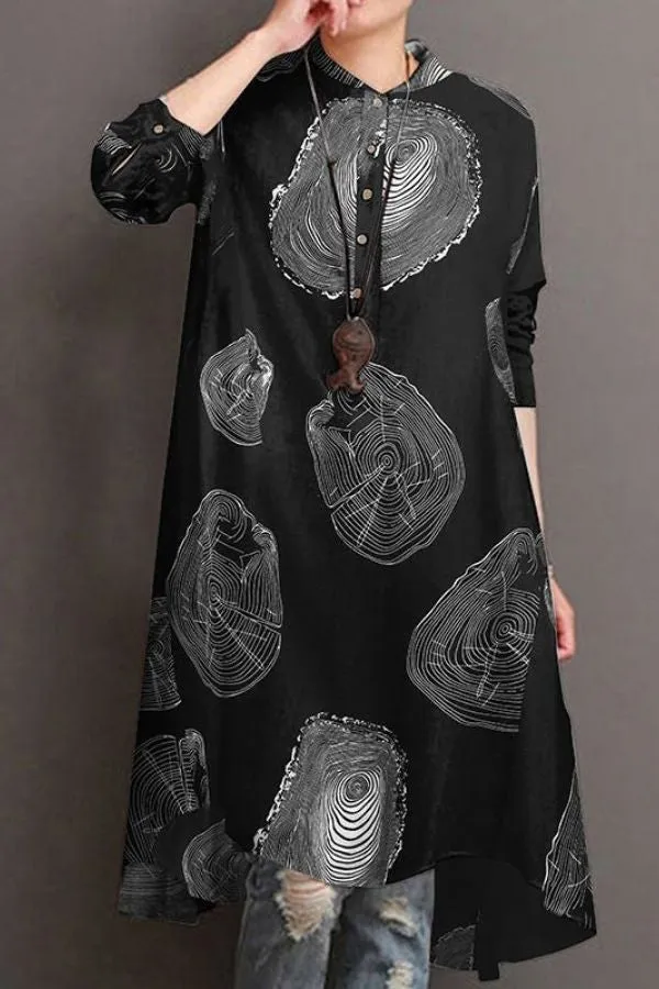 Floral Printing Cotton Midi Dress