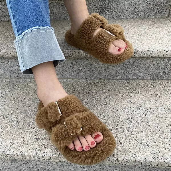 Fluffy Warm Open-tode Cozy Slippers