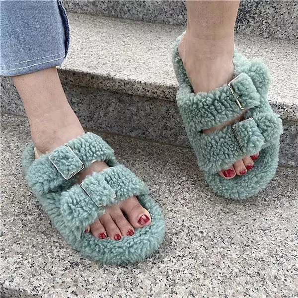Fluffy Warm Open-tode Cozy Slippers