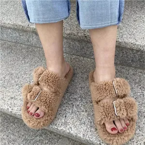 Fluffy Warm Open-tode Cozy Slippers