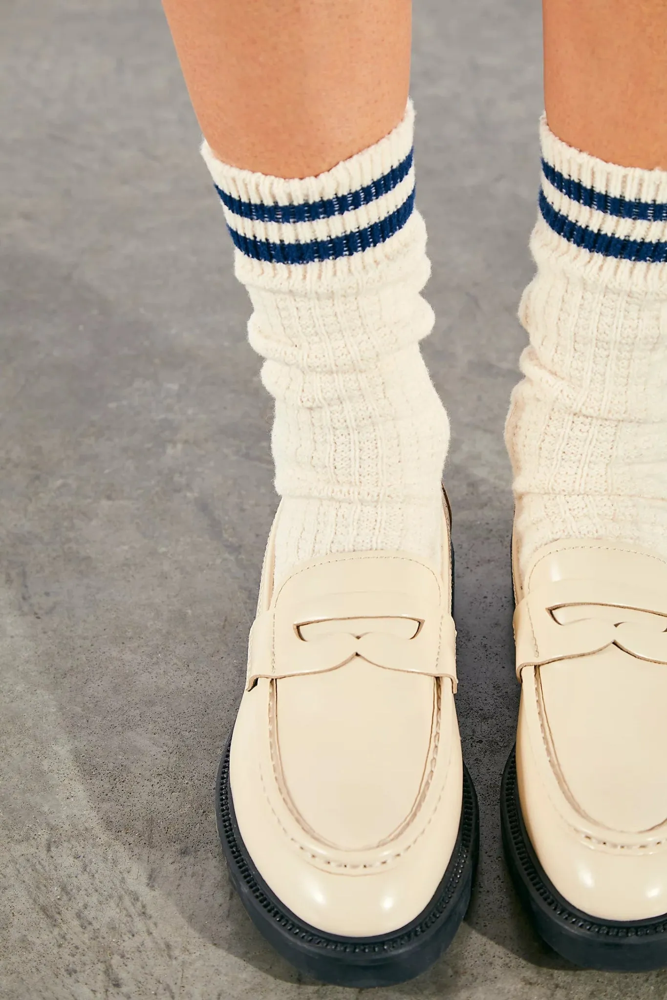 Free People: Jackson Cozy Stripe Socks in Classic Navy