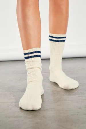 Free People: Jackson Cozy Stripe Socks in Classic Navy
