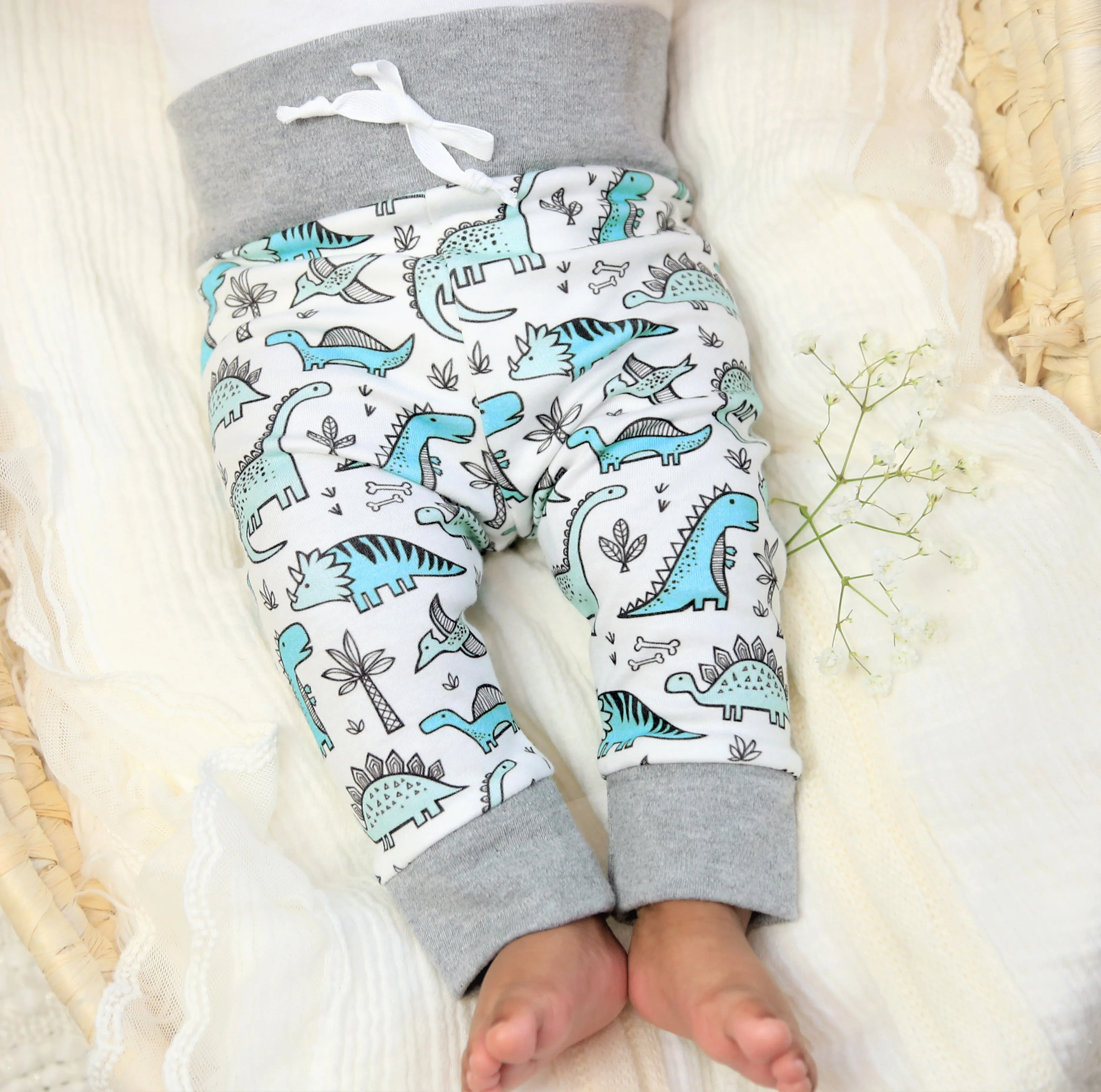Friendly Dinosaurs | Organic Baby Gift Basket 7pcs | Baby Boy