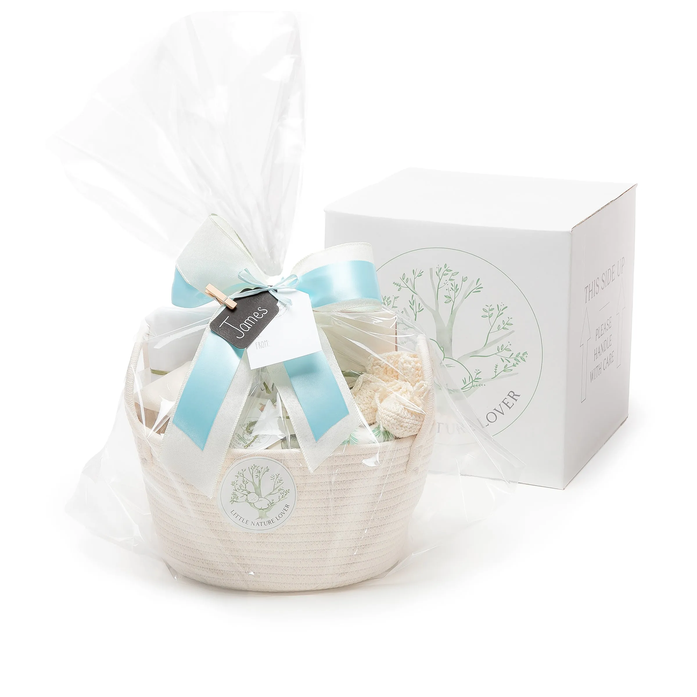 Friendly Dinosaurs | Organic Baby Gift Basket 7pcs | Baby Boy