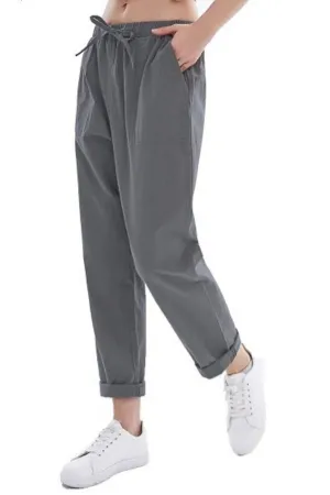 Front Tie Elastic Waist Pants