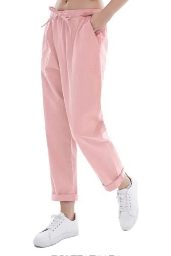 Front Tie Elastic Waist Pants