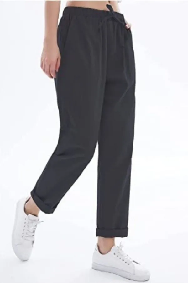 Front Tie Elastic Waist Pants