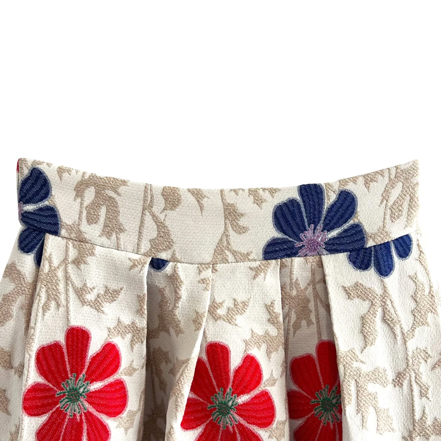 Full Midi Skirt in Floral Off White