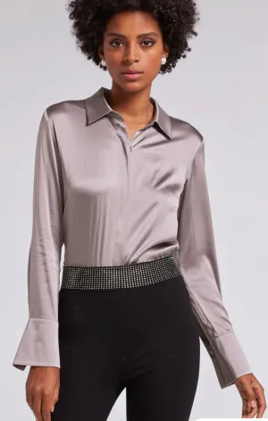 Generation Love - Jay Slim Fit Stretch Silk Blouse - Platinum