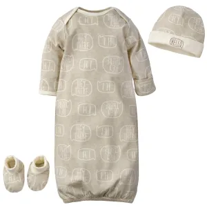 Gerber® 3-Piece Baby Boys "Hello" Organic Gown, Cap & Booties Starter Set