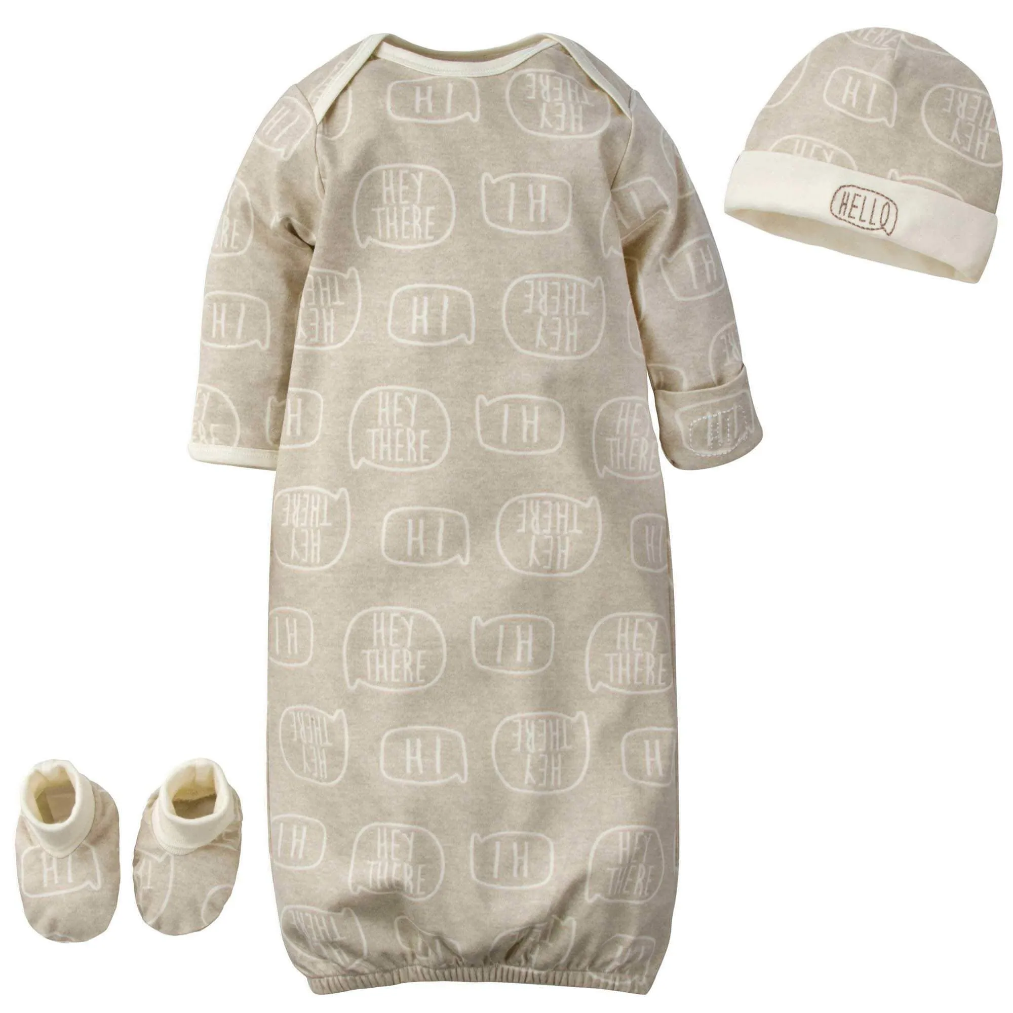 Gerber® 3-Piece Baby Boys "Hello" Organic Gown, Cap & Booties Starter Set