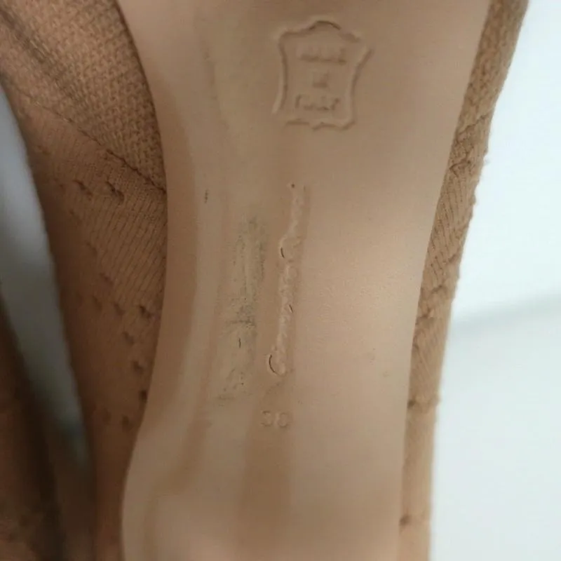 Gianvito Rossi Stretch Knit Booties Beige Size 38 Open Toe High Heel Ankle Boots