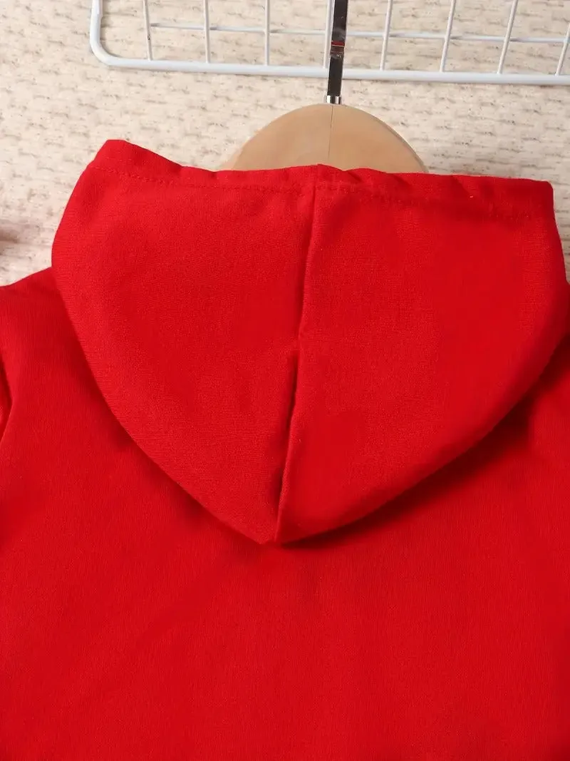 Girl's Finger Snapping Heart Cozy Red Sweat Suit