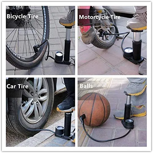 gs GREATERSCAP Portable Mini Bike Pump/Cycle Pump Foot Activated with Pressure Gauge Floor Bicycle Pump & Cycle Pump Bicycle Tire Pump for Road and Mountain Bikes Mat for Kitchen