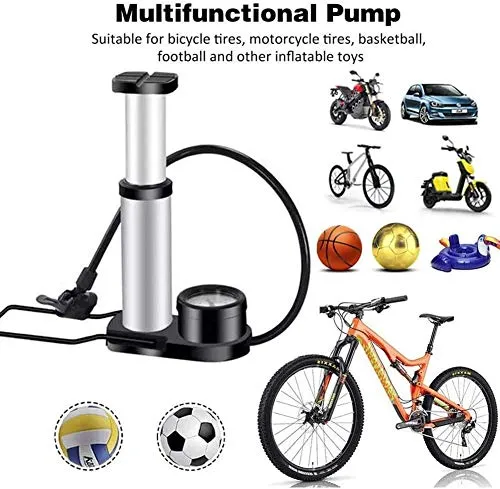 gs GREATERSCAP Portable Mini Bike Pump/Cycle Pump Foot Activated with Pressure Gauge Floor Bicycle Pump & Cycle Pump Bicycle Tire Pump for Road and Mountain Bikes Mat for Kitchen