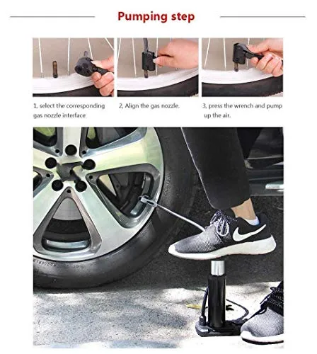 gs GREATERSCAP Portable Mini Bike Pump/Cycle Pump Foot Activated with Pressure Gauge Floor Bicycle Pump & Cycle Pump Bicycle Tire Pump for Road and Mountain Bikes Mat for Kitchen