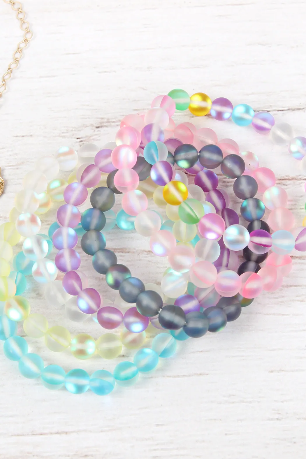 HDB2279 - CHIC COLORED MERMAID GLASS STRETCH BRACELET