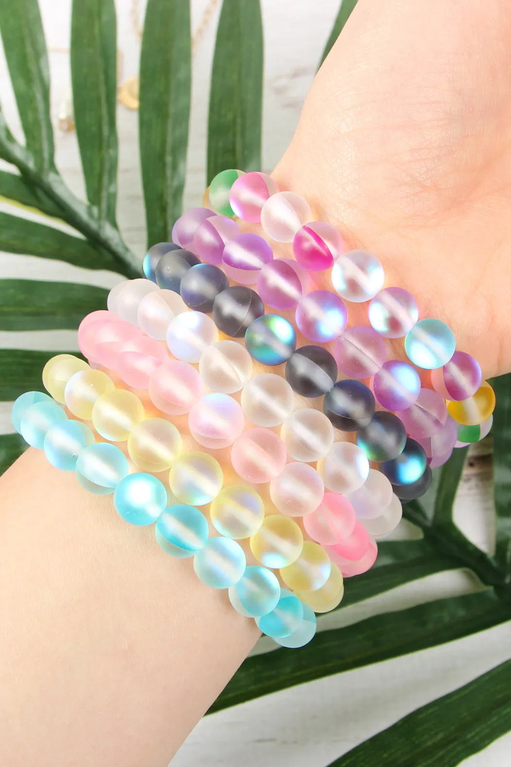 HDB2279 - CHIC COLORED MERMAID GLASS STRETCH BRACELET