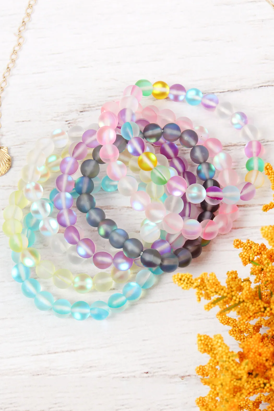 HDB2279 - CHIC COLORED MERMAID GLASS STRETCH BRACELET