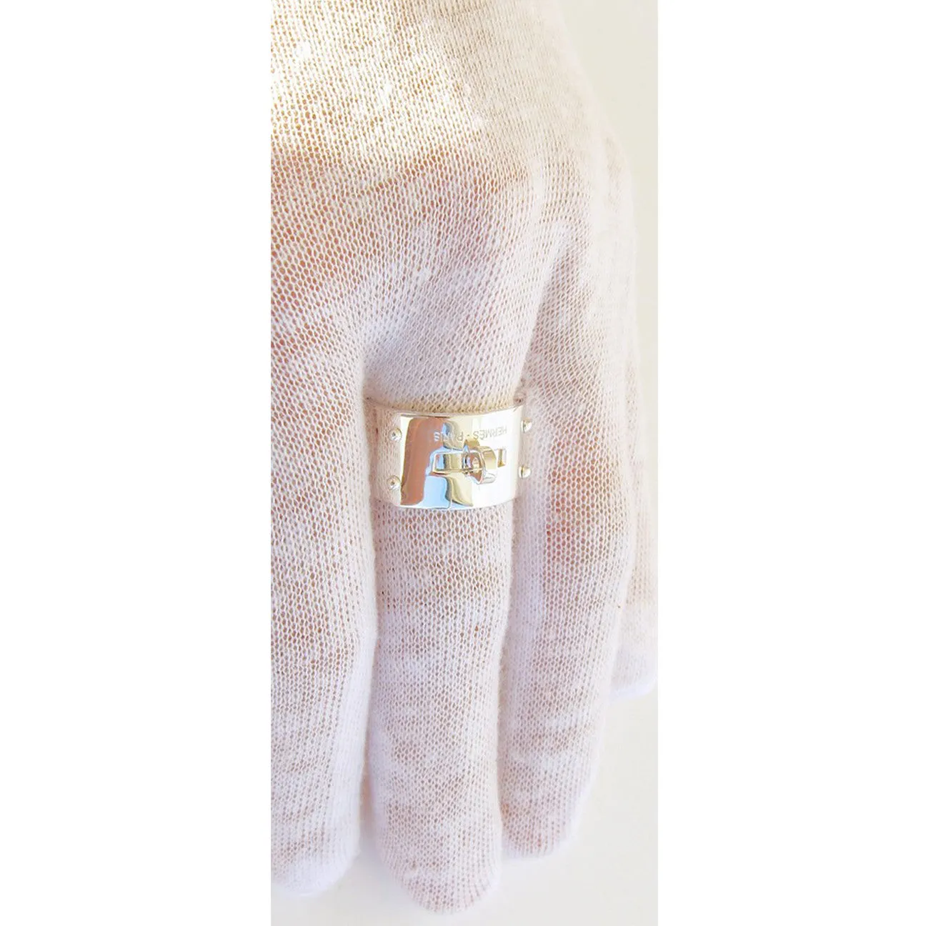 Hermes Ring Solid Silver Kelly Ring GM 54 or 7 Chic