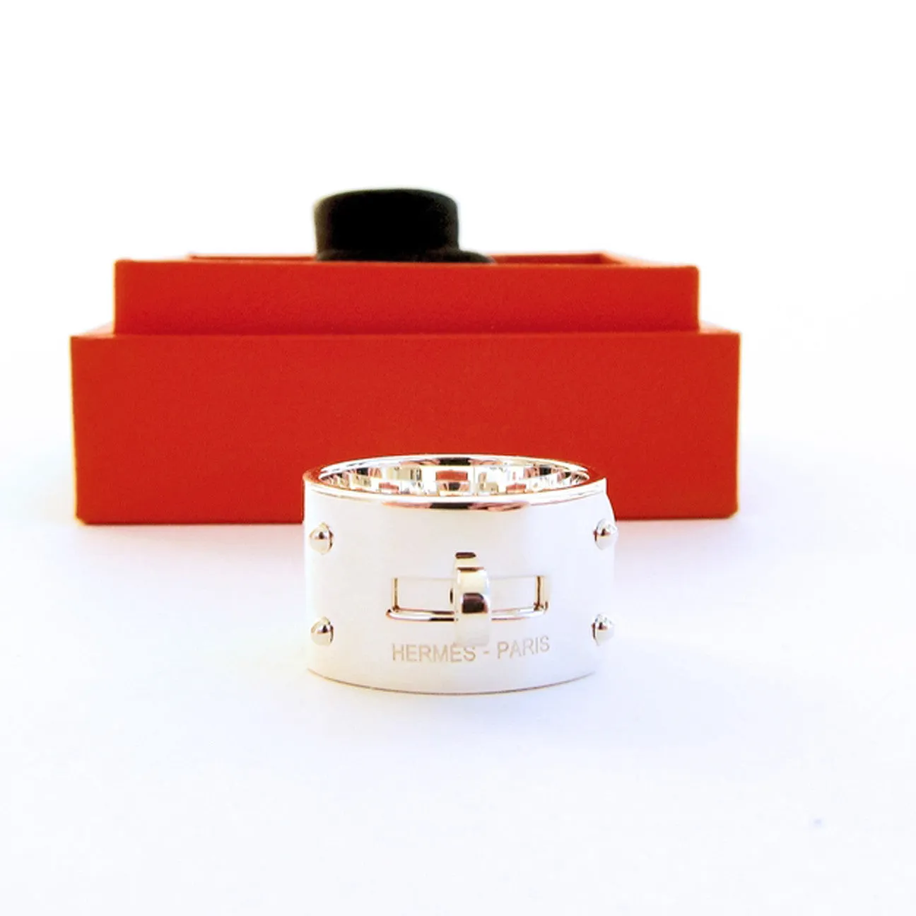Hermes Ring Solid Silver Kelly Ring GM 54 or 7 Chic
