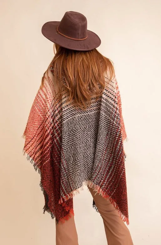 Herringbone Hooded Poncho