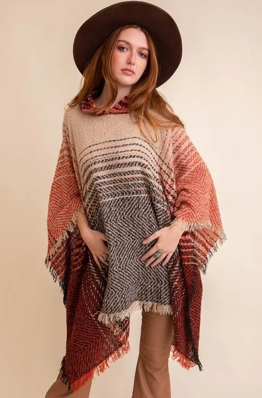 Herringbone Hooded Poncho