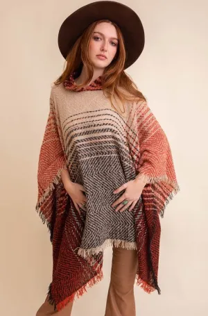 Herringbone Hooded Poncho