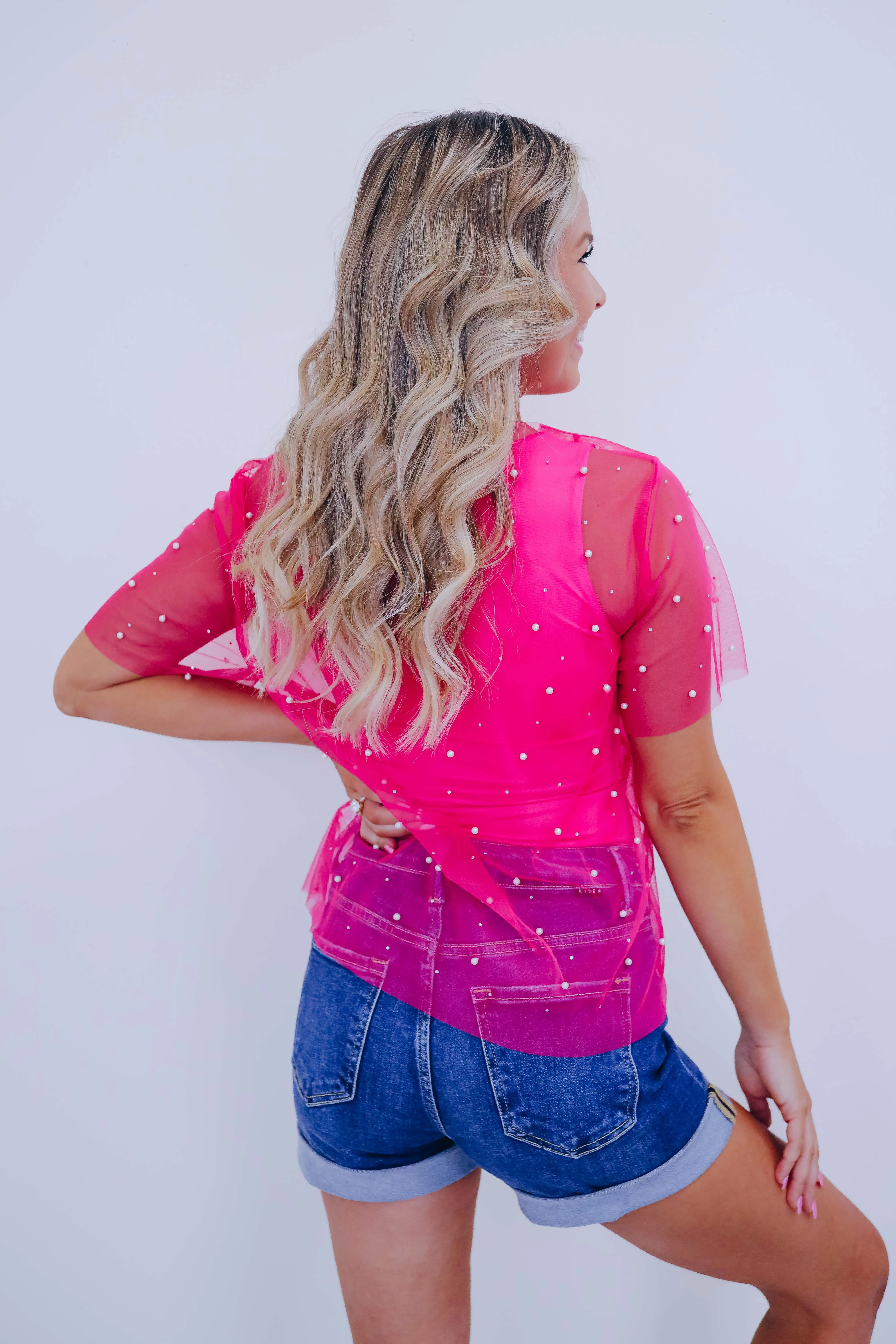 Hidden Gem Embellished Mesh Top - 4 Colors