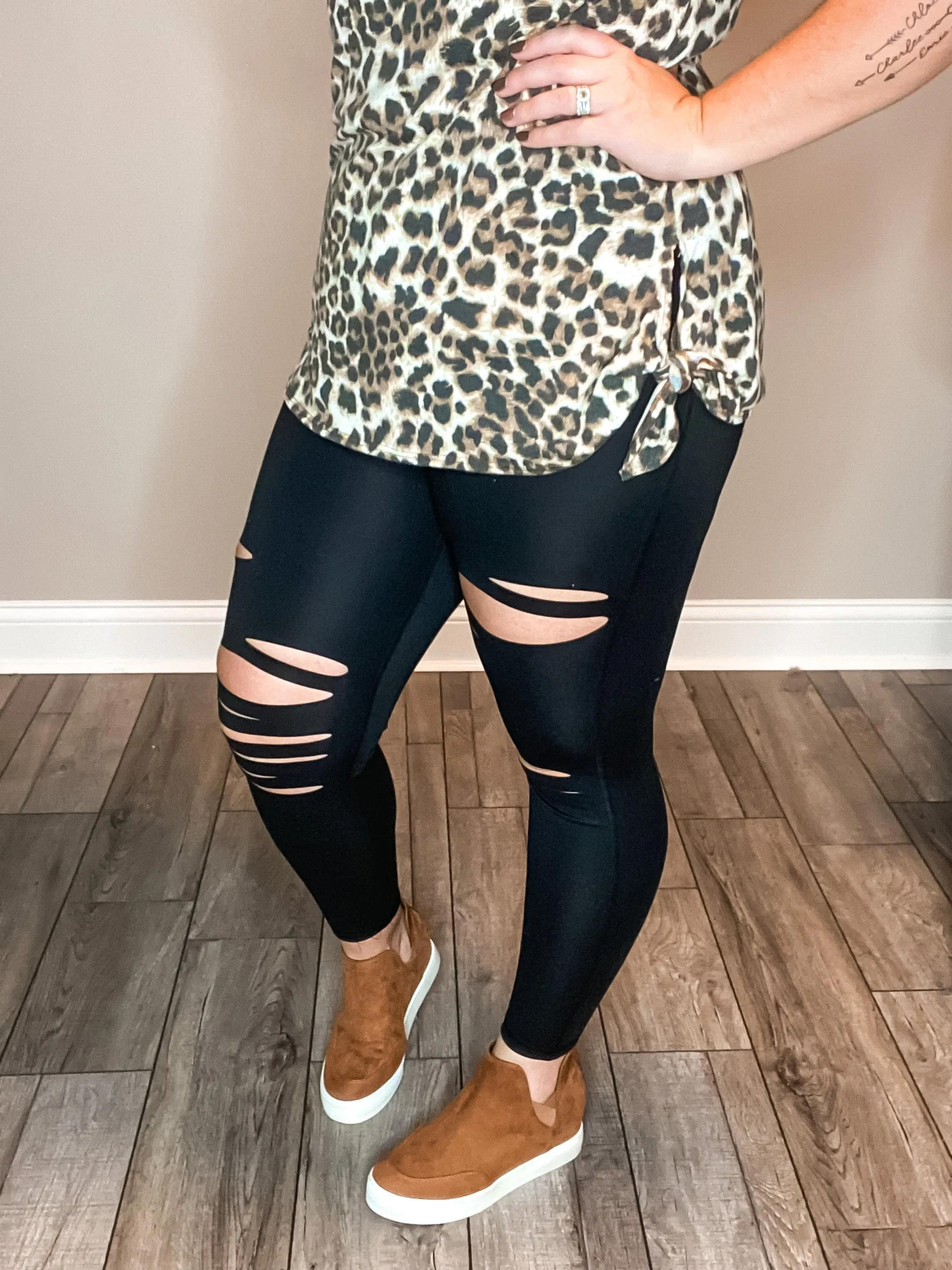 I'm on the Edge Leggings- Black Laser Cut