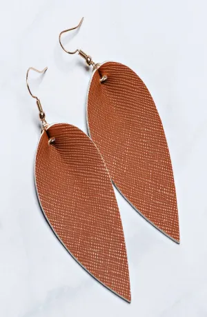 Joanna Drop Leaf Faux Vegan Leather Dangle Earrings