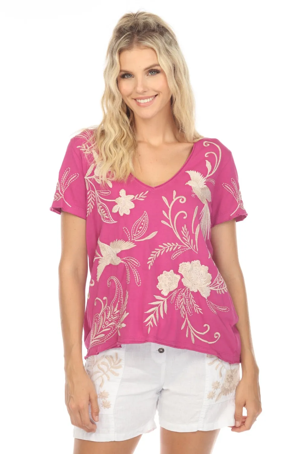 Johnny Was JWLA Frankie Embroidered Everyday Tee Chic J16323
