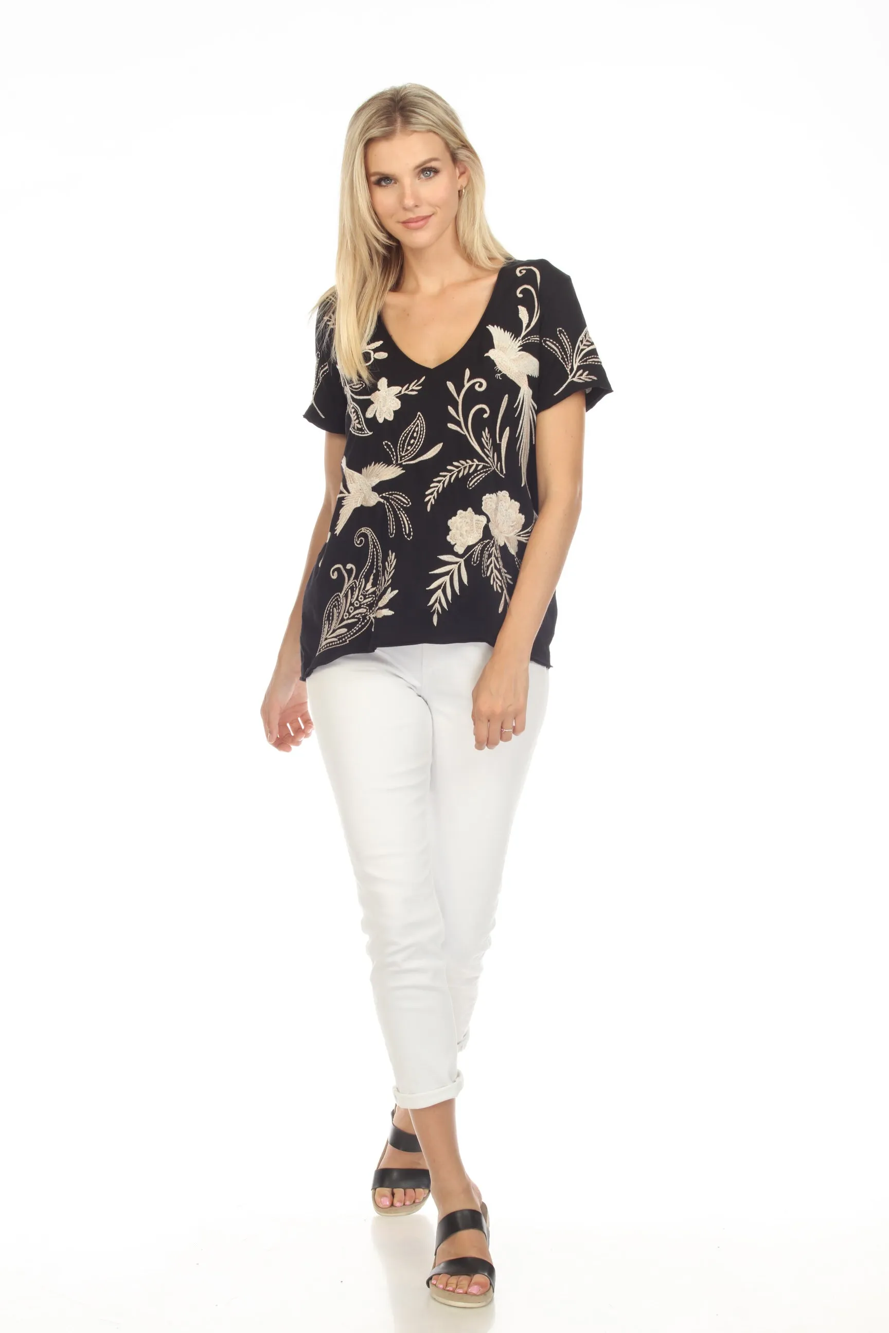 Johnny Was JWLA Frankie Embroidered Everyday Tee Chic J16323