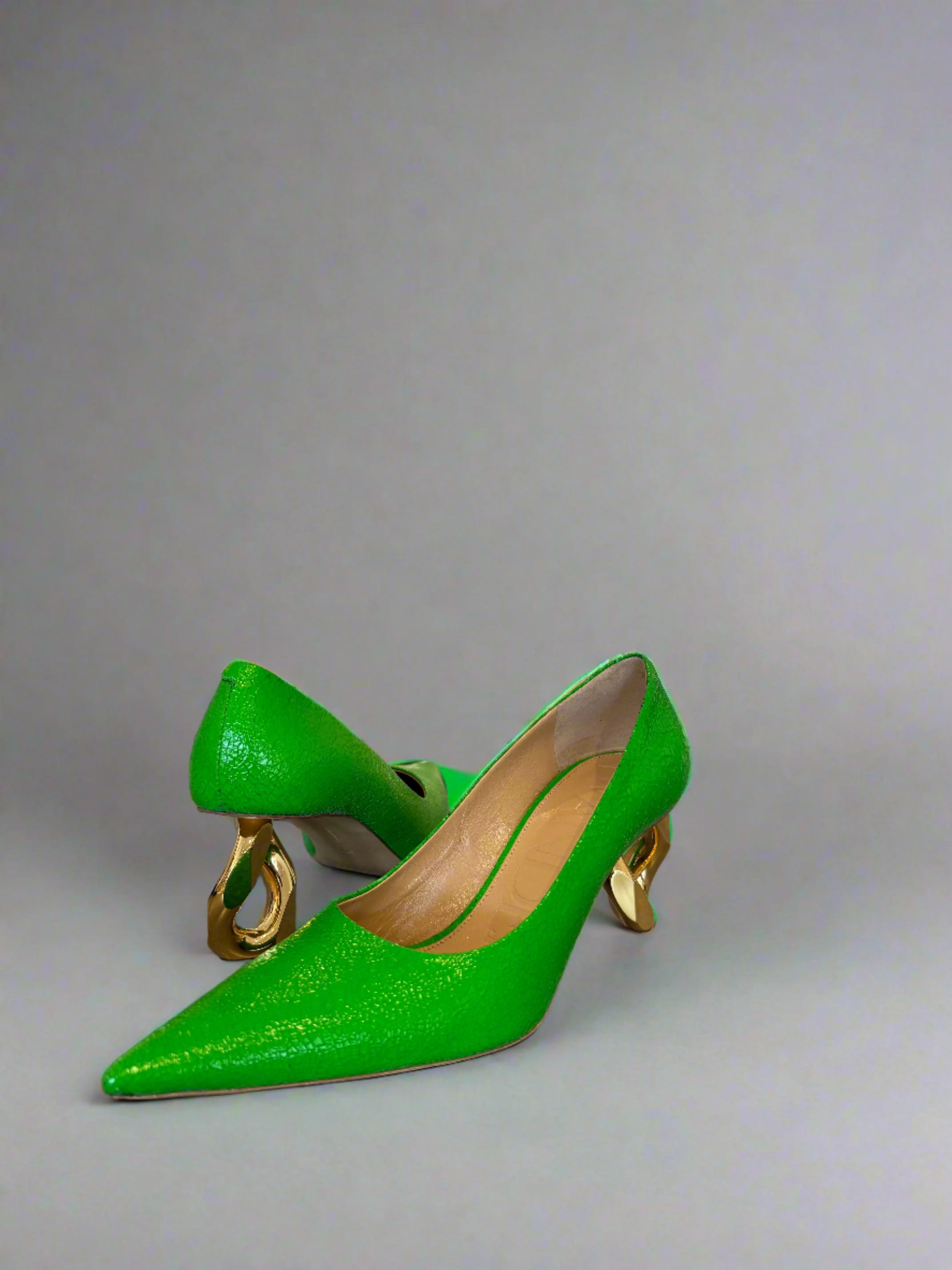 JW Anderson Leather Pumps- Bright Green